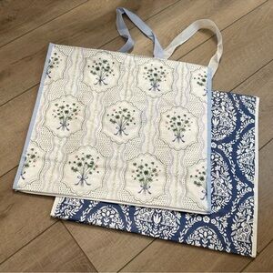 Homegoods TJMaxx Marshalls Floral Toile Egg Bunny & Floral Bouquet Bags NWOT